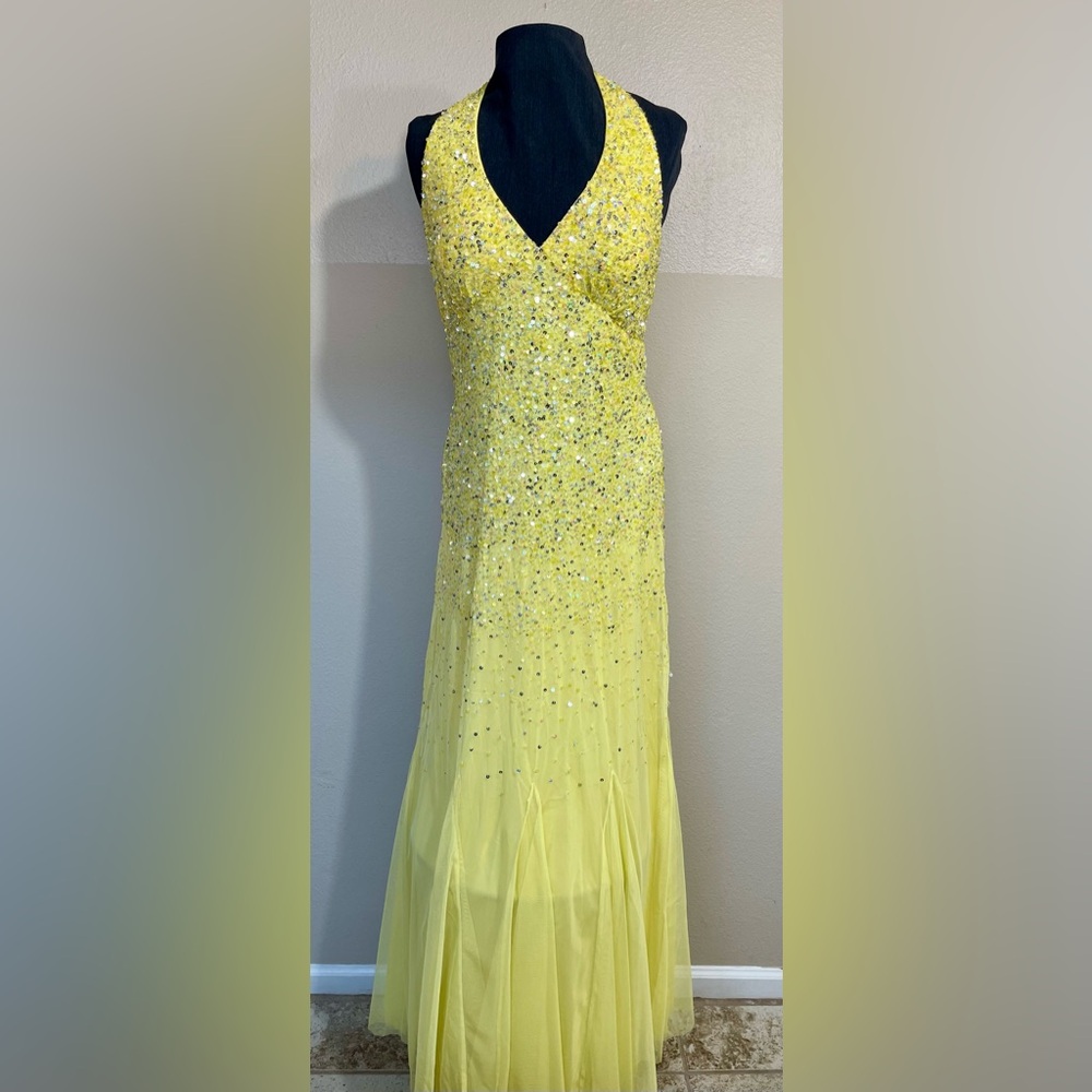 Night Way Collections Yellow Embellished One Shoulder Gown prom dress